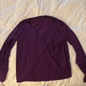 Eloquii Purple Wrap Blouse Long Sleeve